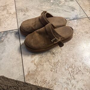 Madden Girl Brown Suede Mules with Buckle